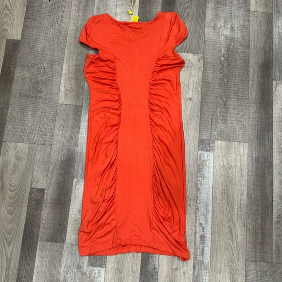 NWT Catherine Malandrino orange ruched stretch bodycon dress ❤️ - Picture 7 of 7